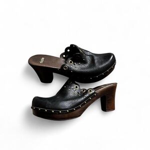 Nicole Black Leather Women's Clogs